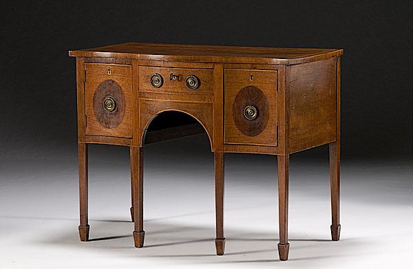 Appraisal: ENGLISH HEPPLEWHITE-STYLE BOWFRONT SERVER ca - in mahogany and mahogany