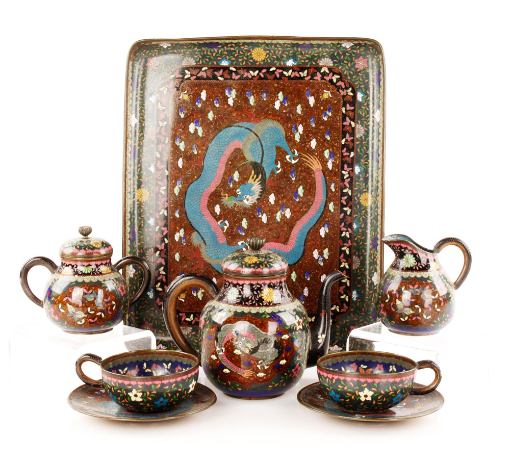 Appraisal: - Chinese Cloisonn Tea Set Six piece cloisonn tea set