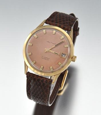 Appraisal: A Gentleman's Vintage Waltham Incabloc Writstwatch k yellow gold round