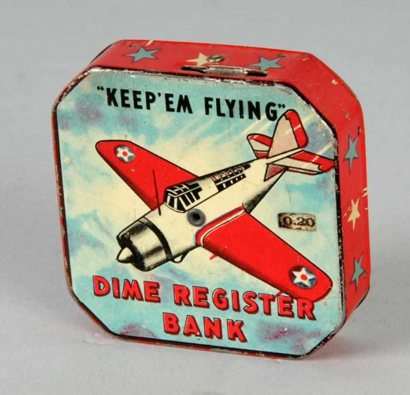 Appraisal: Keep em Flying Dime Registering Bank Description Working Condition Excellent