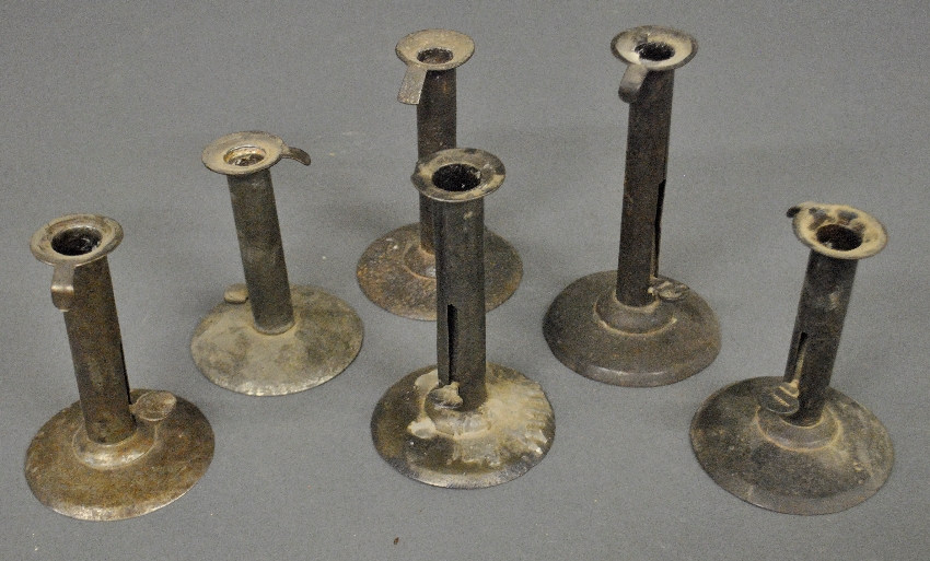 Appraisal: - Six tin hog scrapers early th c one signed