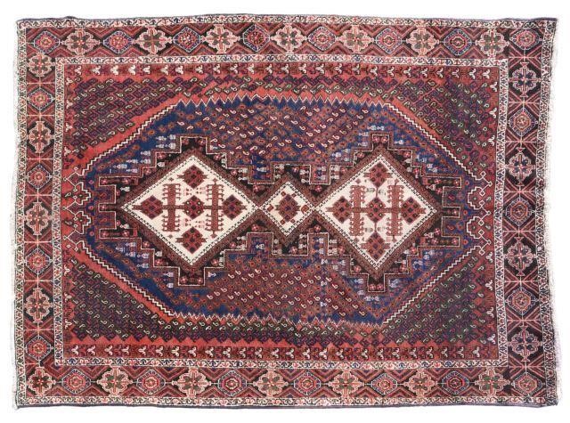 Appraisal: Hand-tied Persian Afshar Sharhr Babak tribal rug approx ' l