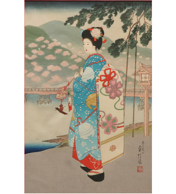 Appraisal: Three Japanese woodblock prints a trio of beautifully serene women