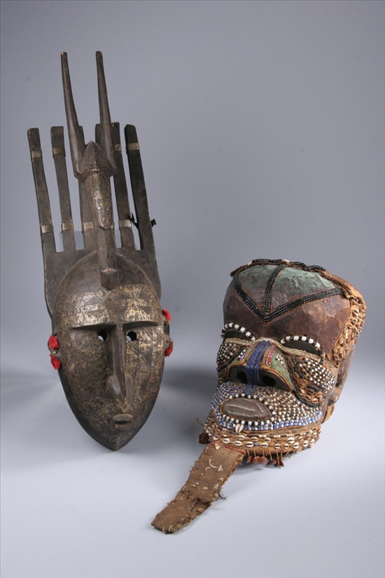 Appraisal: BAMANA MASK AND A KUBA MASK One in wood and