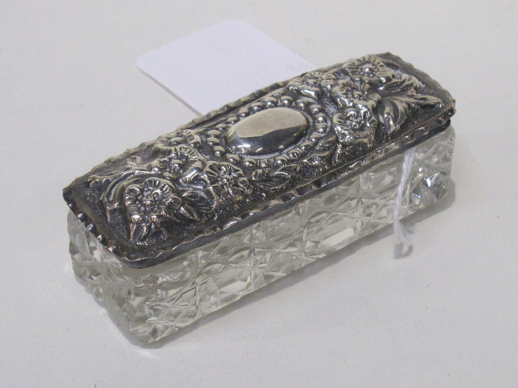 Appraisal: Lot comprising silver topped scent bottle and pin dish Birmingham