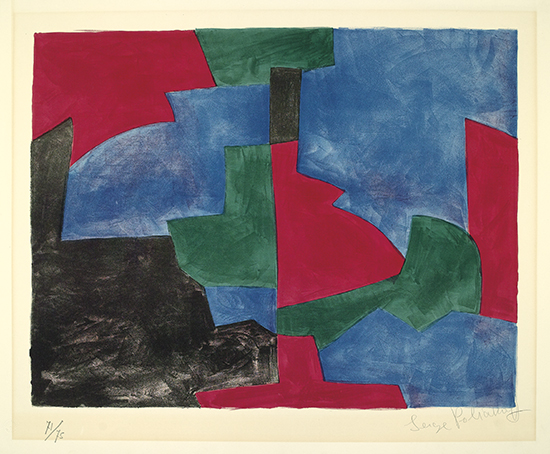 Appraisal: SERGE POLIAKOFF Composition vert rouge et bleue Color lithograph x