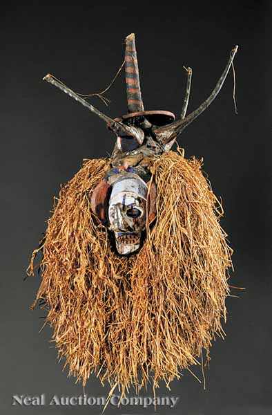 Appraisal: A Yaka Carved Wood Initiation Mask Democratic Republic of Congo