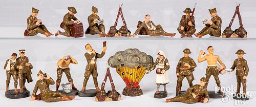 Appraisal: ELASTOLIN MILITARY FIGURESElastolin military figures to include nineteen painted composition