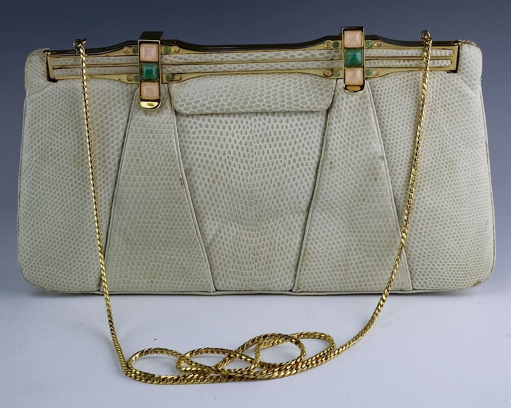 Appraisal: Judith Leiber Minaudiere Snake Skin Clutch Handbag Vintage Judith Leiber