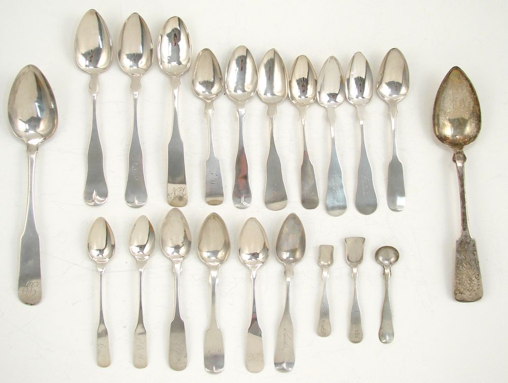 Appraisal: LARGE LOT OF COIN SILVER FLATWARE th CenturyBy various New