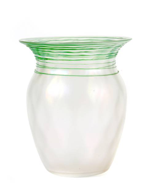 Appraisal: A Steuben verre de soie glass vase with threaded decoration