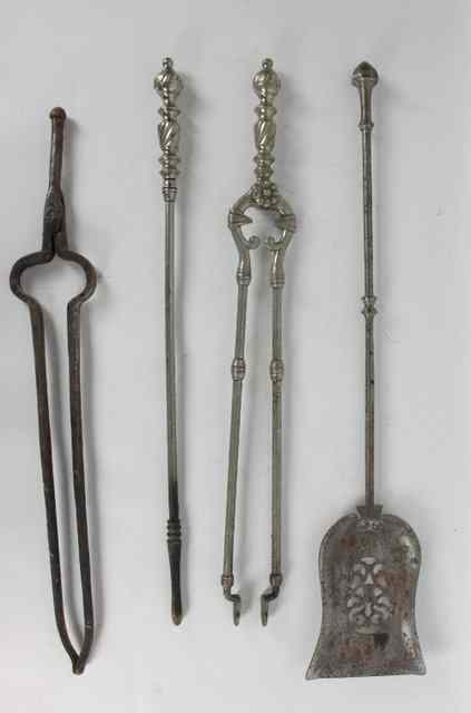 Appraisal: A set of four burnished steel fire irons