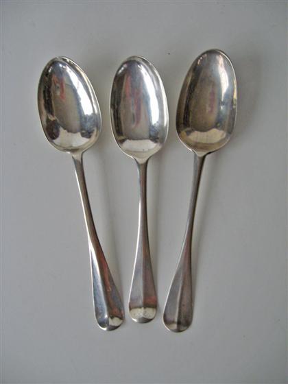 Appraisal: Three silver tablespoons early to mid th century Oval handles