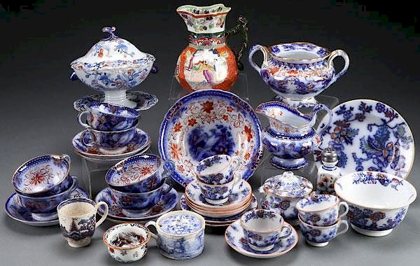 Appraisal: STAFFORDSHIRE FLOW BLUE AND TRANSFERWARE A COLLECTION OF STAFFORDSHIRE FLOW