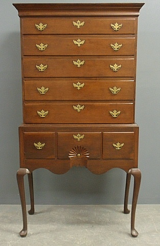 Appraisal: - New England Queen Anne cherry highboy c with a