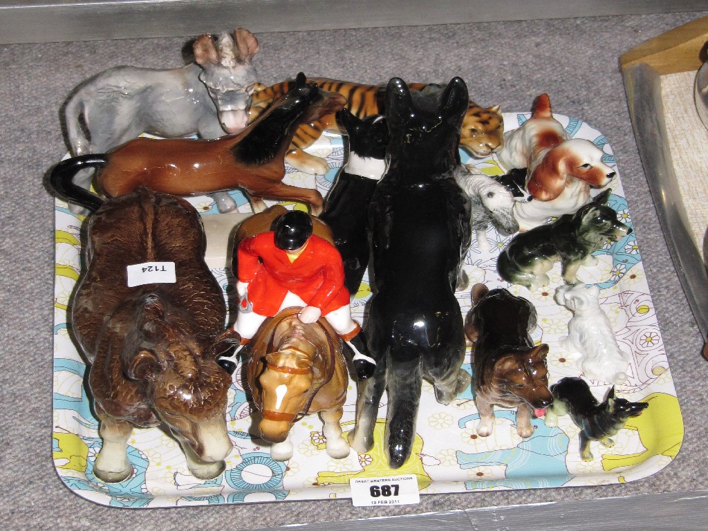 Appraisal: Tray lot of assorted ceramic animal figures to include horses