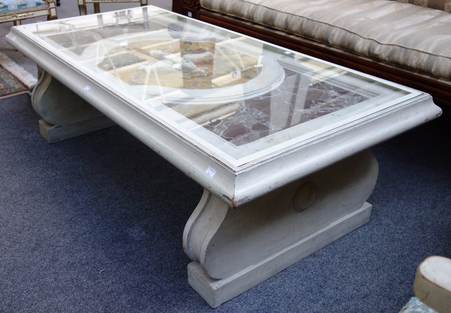 Appraisal: A rectangular coffee table the th century Italian specimen marble