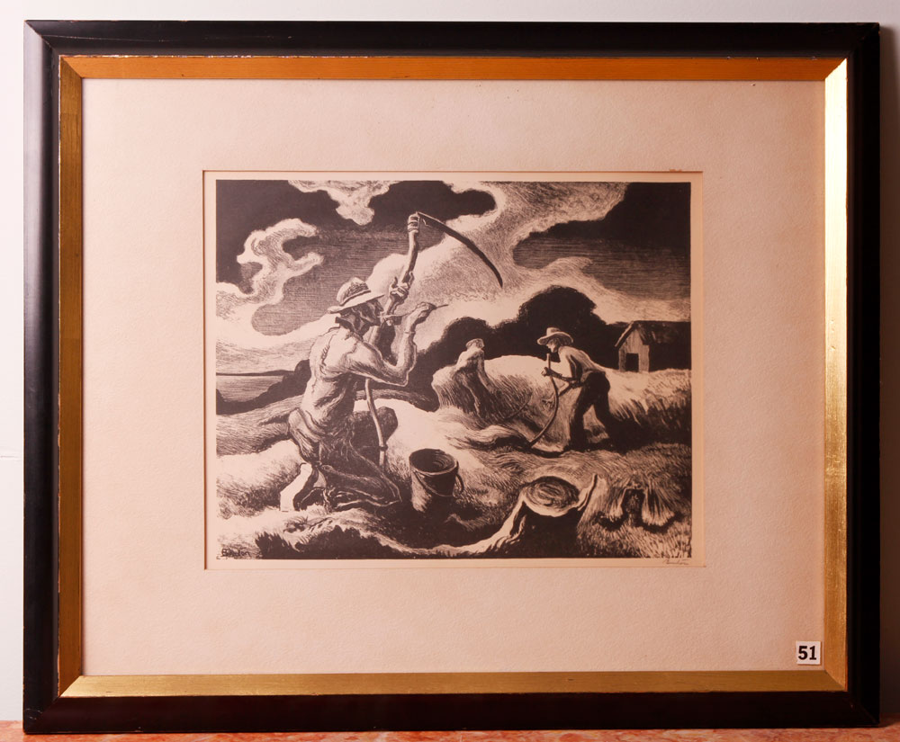 Appraisal: - Benton Island Hay Lithograph Thomas Harton Benton American -