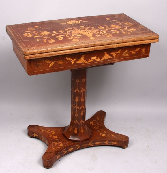 Appraisal: th Century Dutch game table with marquetry inlay h x