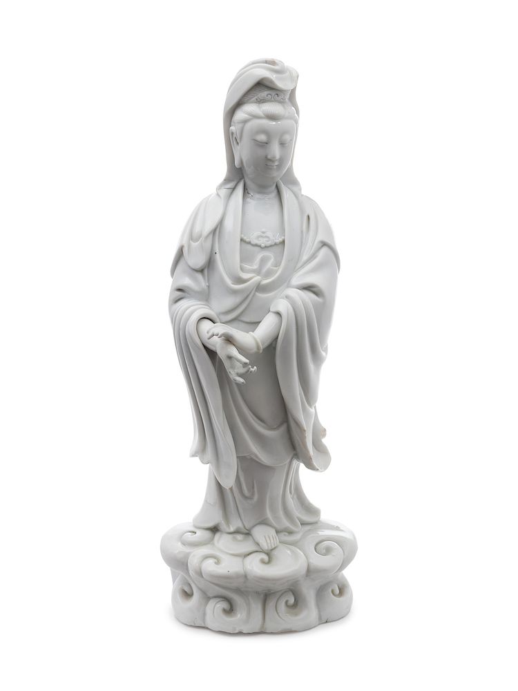 Appraisal: A Chinese Blanc-de-Chine Dehua Figure of Guanyin Height inches A