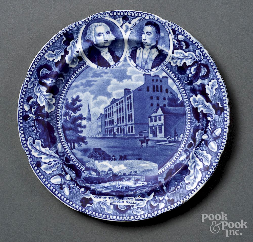 Appraisal: Historical Blue Staffordshire medallion plate Historical Blue Staffordshire medallion plate