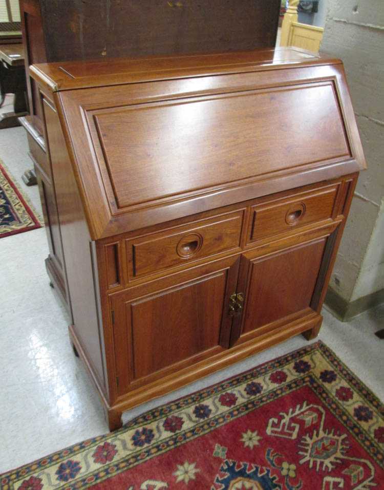 Appraisal: SLANT-FRONT ROSEWOOD SECRETARY AND MATCHING CHAIR Chinese late th century