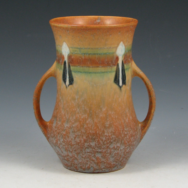 Appraisal: Roseville Montacello - vase in brown with double handles and