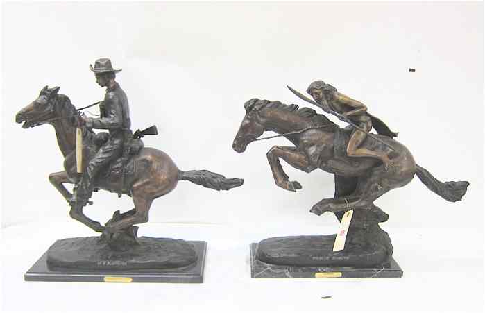 Appraisal: TWO WESTERN BRONZE SCULPTURES ''Trooper of the Planes'' and ''Cheyenne''