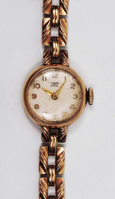 Appraisal: A ladies ct gold Tudor Royal wrist watchin Rolex case