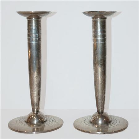 Appraisal: Pair of Tiffany Co Makers Sterling Silver Candlesticks Estimate -