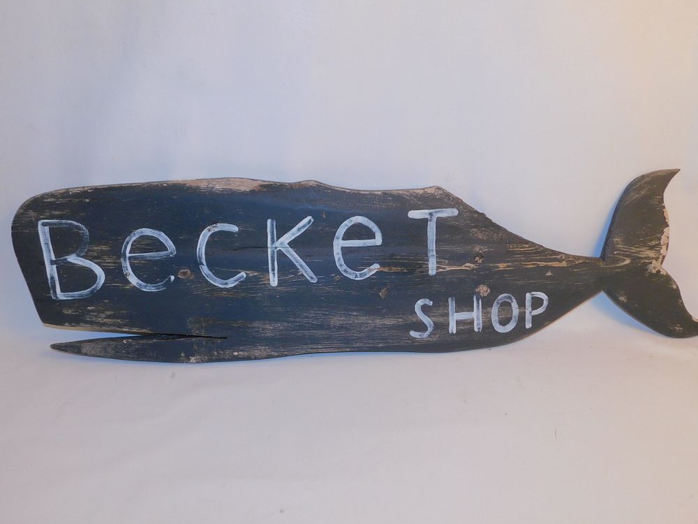 Appraisal: WOOD WHALE SHOP SIGN FROM ALBERT OTTISON Vintage carved and