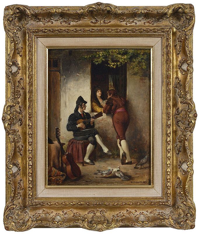 Appraisal: Eduardo Zamacois y Zabala Spanish circa - Courtyard Serenade signed