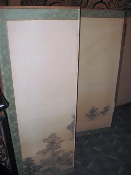 Appraisal: Japanese painted six-panel screen th century