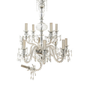 Appraisal: A Georgian Style Cut Glass Twelve-Light Chandelier th Century Height