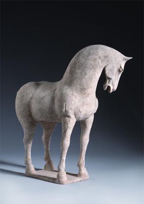 Appraisal: A large Chinese pottery model of a white horse standing