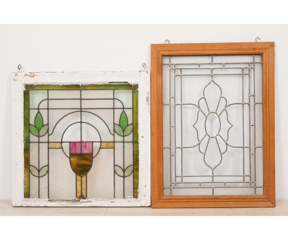 Appraisal: Victorian colored glass leaded window h x w together with