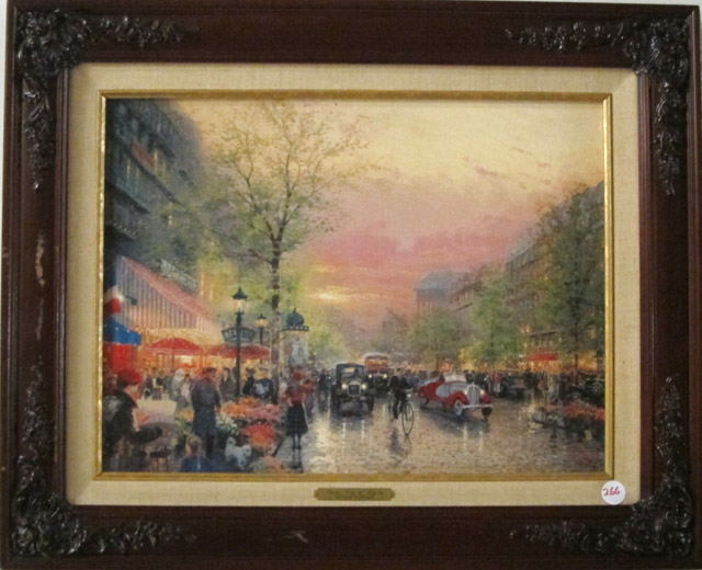 Appraisal: THOMAS KINKADE PRINT ON BOARD American th century Titled Paris