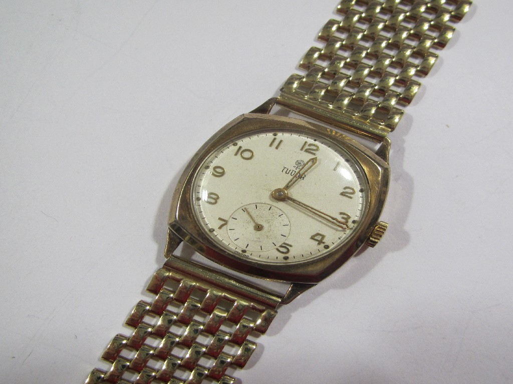 Appraisal: Gents 's ct gold Rolex Tudor wrist watch with cream