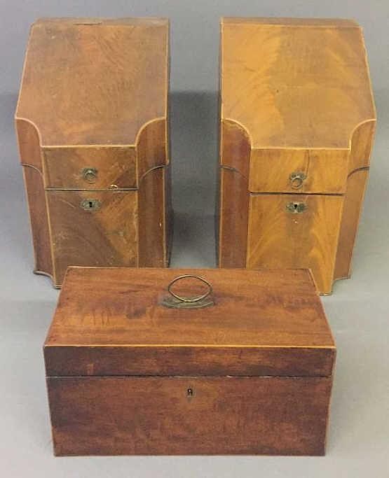 Appraisal: Pair of Georgian Mahogany Knife Boxes Pair of Georgian mahogany