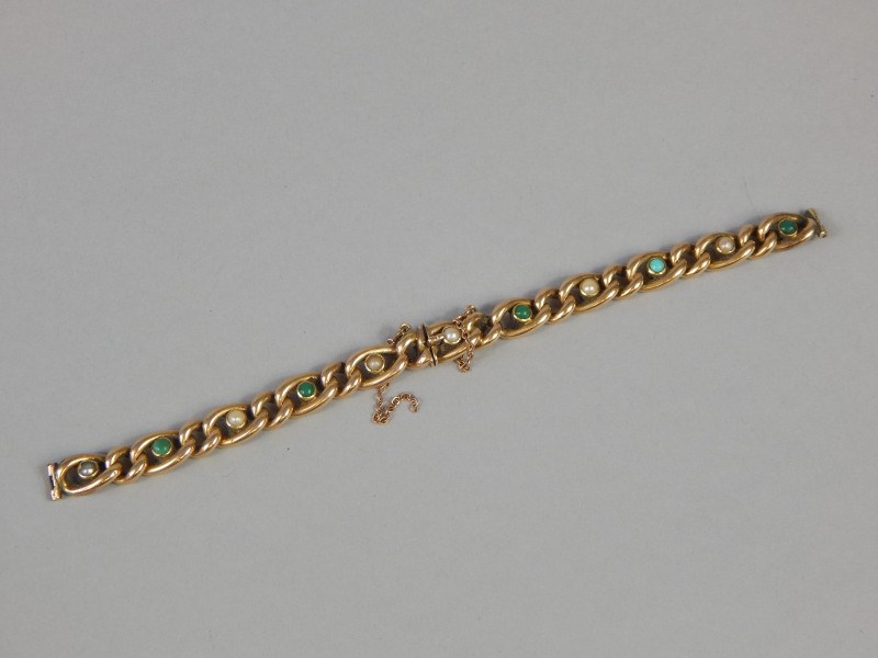 Appraisal: A Victorian bracelet set with turquoise and seed pearl yellow