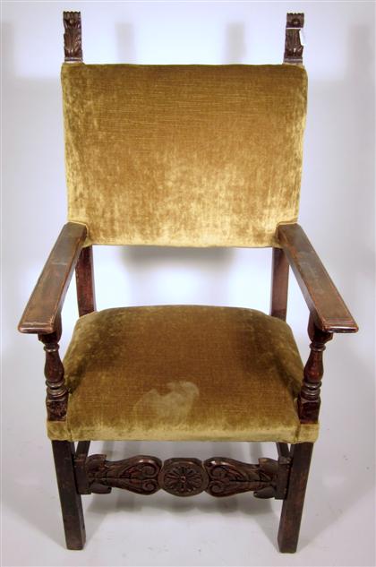 Appraisal: English oak upholstered 'deacon's' chair th century