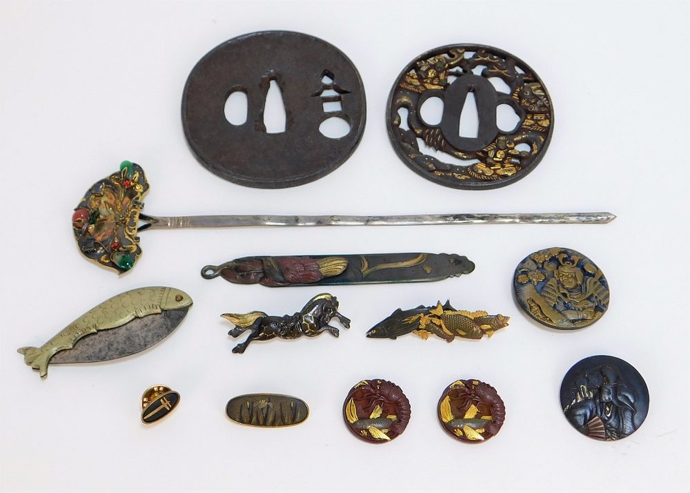 Appraisal: Group of Japanese Medallions and Tsuba Japan Meiji Period and