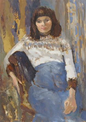 Appraisal: Priscilla Hanbury - Portrait of a girl in a blue