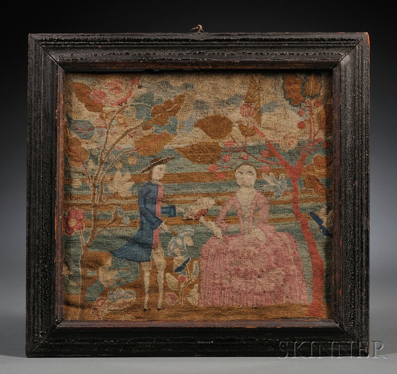 Appraisal: Needlework Picture Marblehead Massachusetts mid- th century stitched with wool