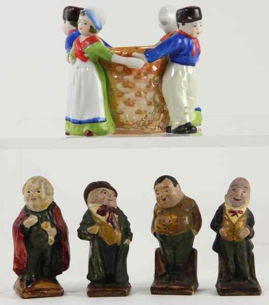 Appraisal: Five Vintage FigurinesIncluding an Art Deco style Japanese planter and