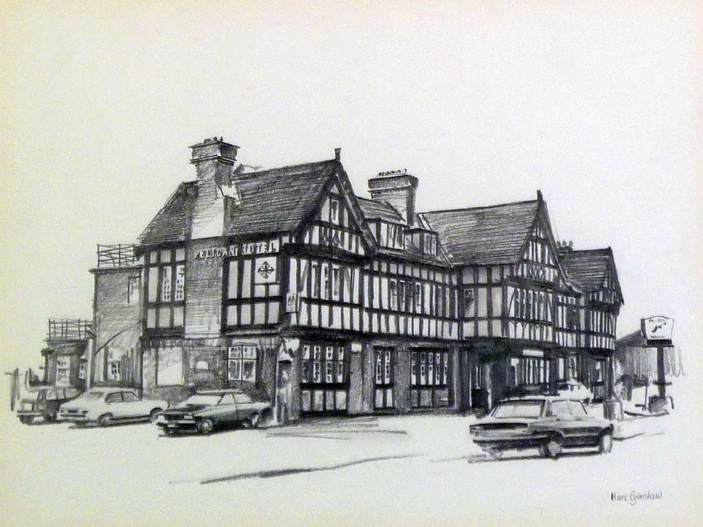 Appraisal: MARC GRIMSHAW b PENCIL DRAWING'The Pelican Hotel Timperley Cheshire' signed