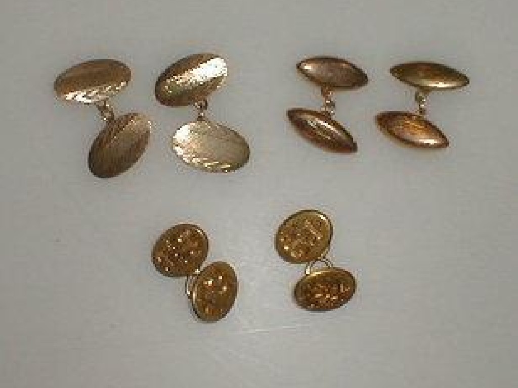 Appraisal: Three sets of gold cuff links various grades and dates