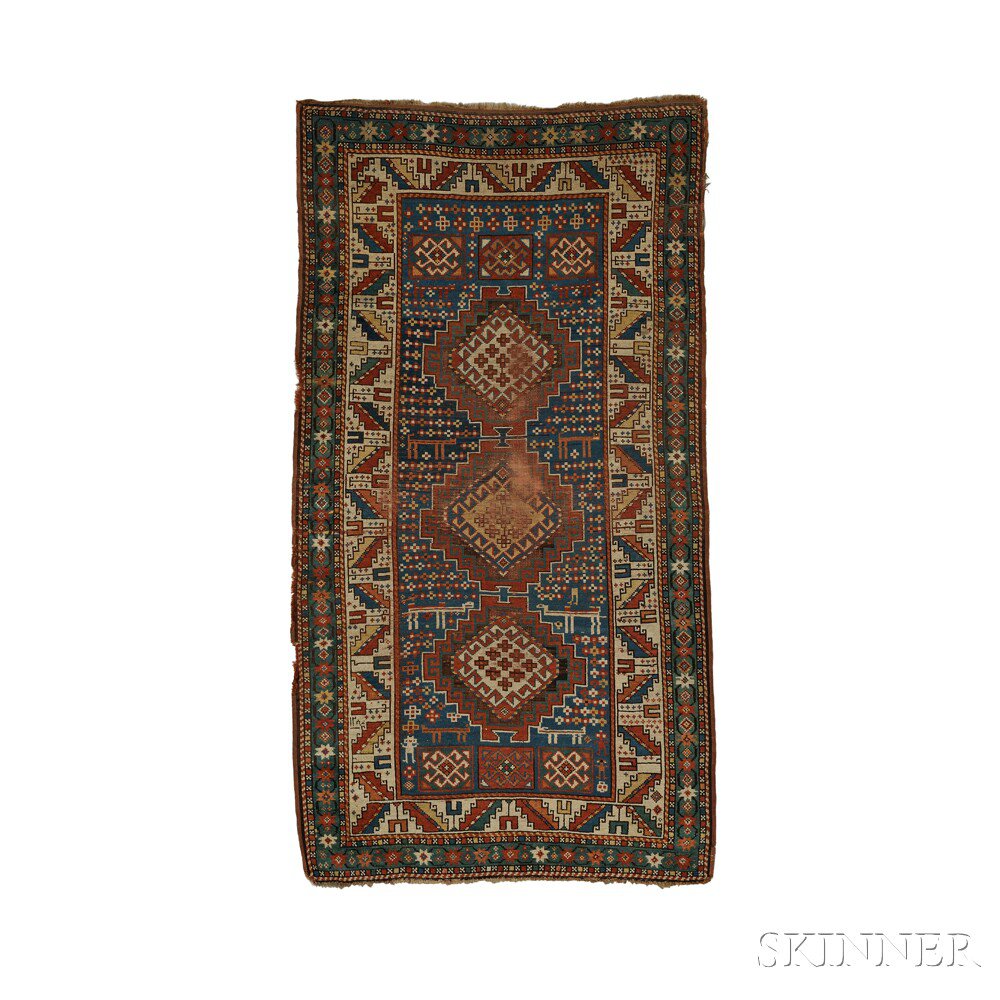 Appraisal: Kazak Rug Southwest Caucasus dated areas of wear some selvage