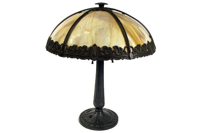 Appraisal: BRADLEY AND HUBBARD TABLE LAMP The in diameter shade having