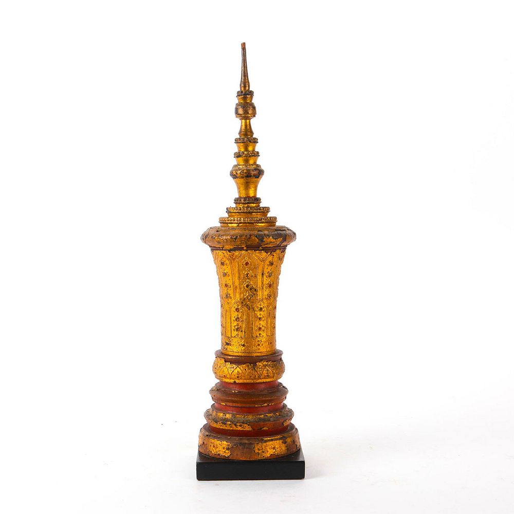 Appraisal: THAI ARCHITECTURAL TEMPLE FINIAL WITH GOLD LEAF Ayodhya architectural finial